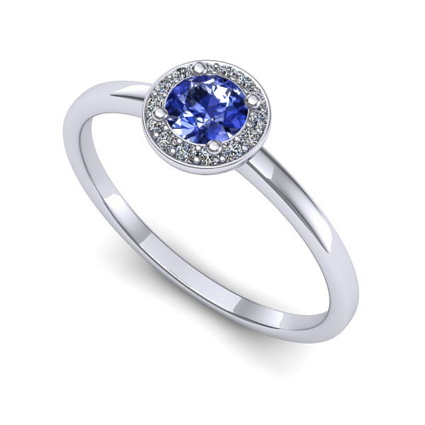 Inel logodna din aur alb cu tanzanit
