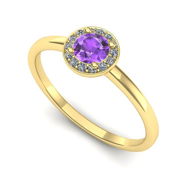 Inel de logodna din aur galben cu ametist