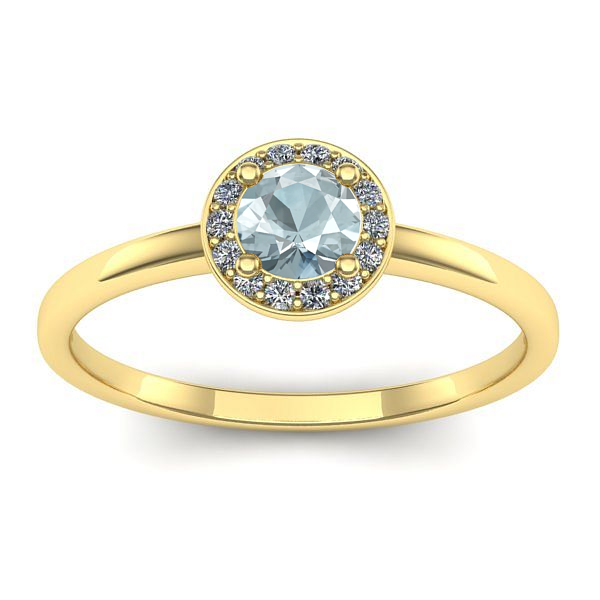 Inel de logodna cu aquamarin rotund