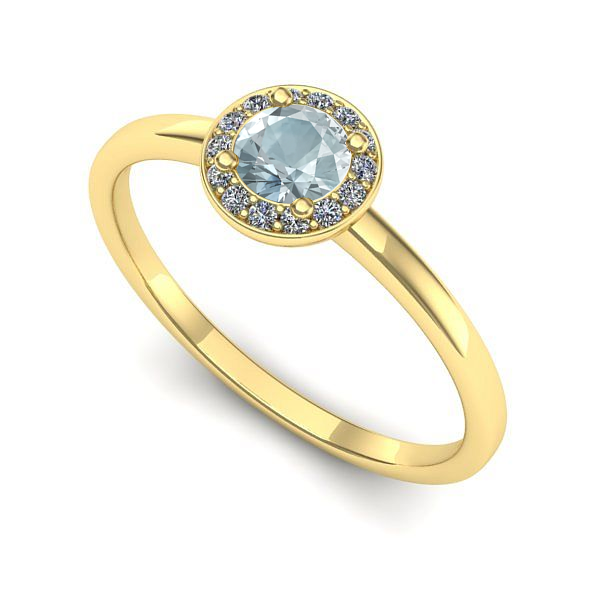 Inel din aur galben cu aquamarin