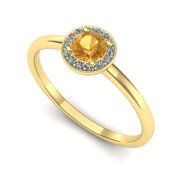 Inel logodna din aur galben cu citrin