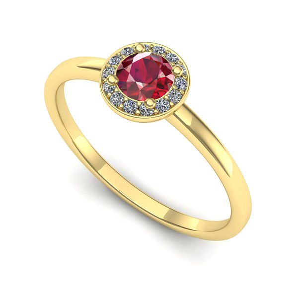 Inel logodna din aur galben cu rubin