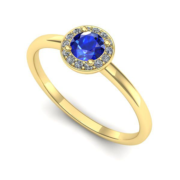 Inel logodna din aur galben cu safir