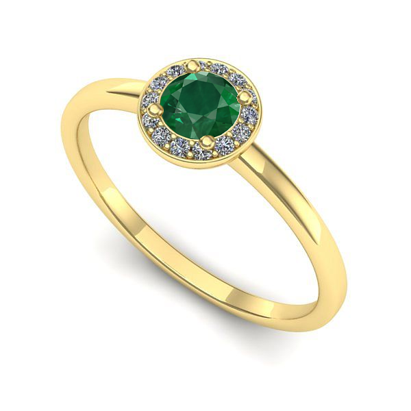 Inel de logodna din aur galben cu smarald