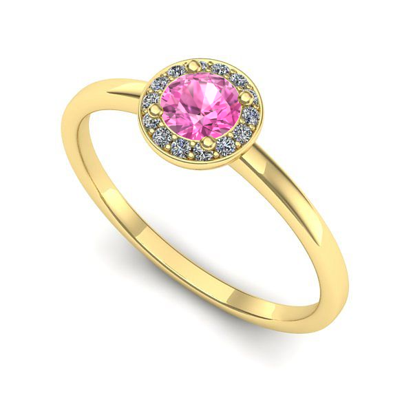 Inel din aur galben cu safir roz
