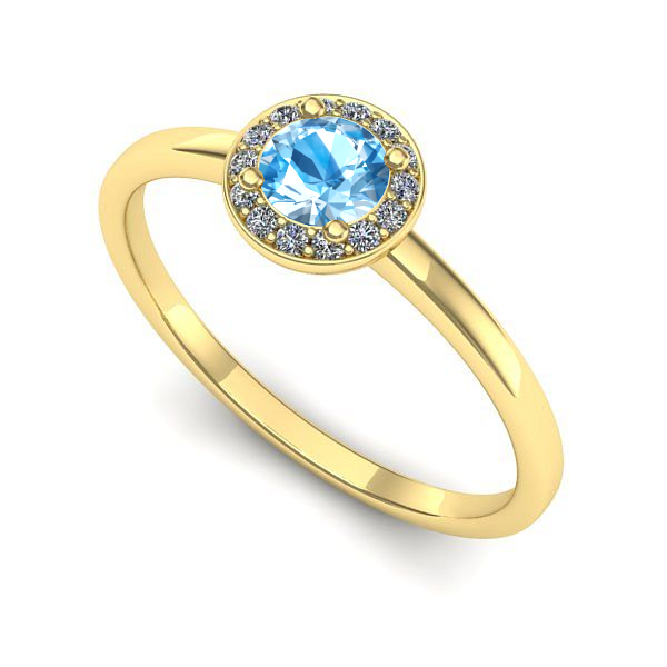 Inel din aur galben cu topaz blue