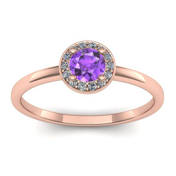 Inel logodna cu ametist rotund