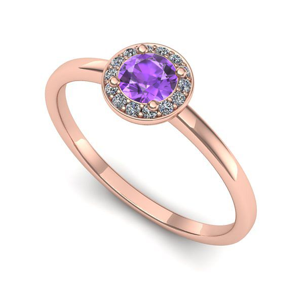Inel din aur roz cu ametist