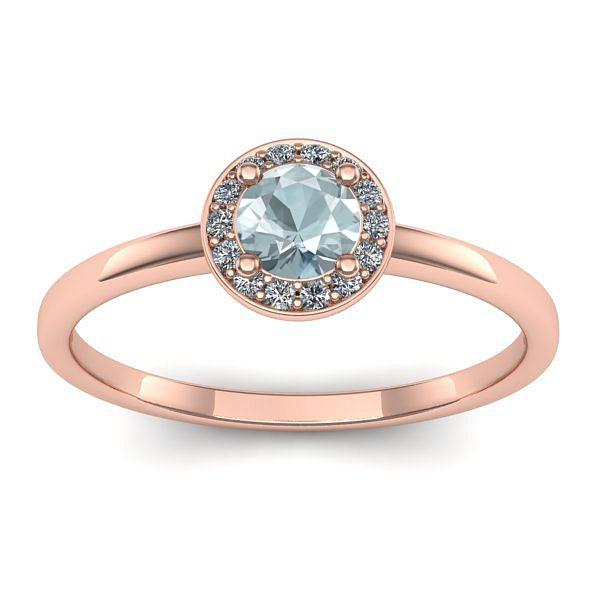Inel logodna cu aquamarin rotund