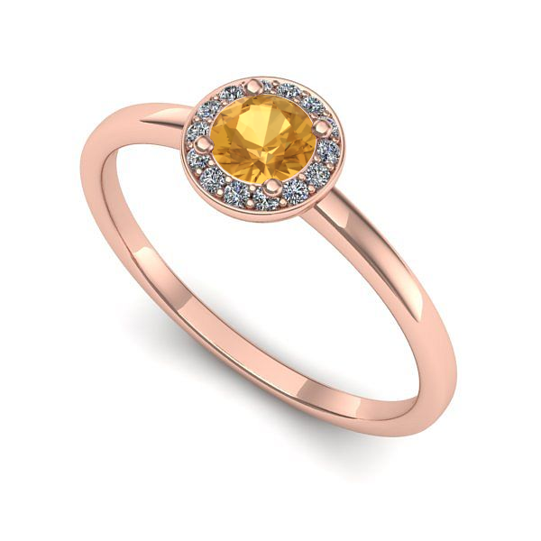 Inel de logodna din aur roz cu citrin