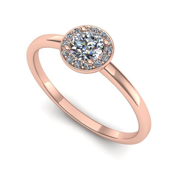 Inel din aur roz cu diamant