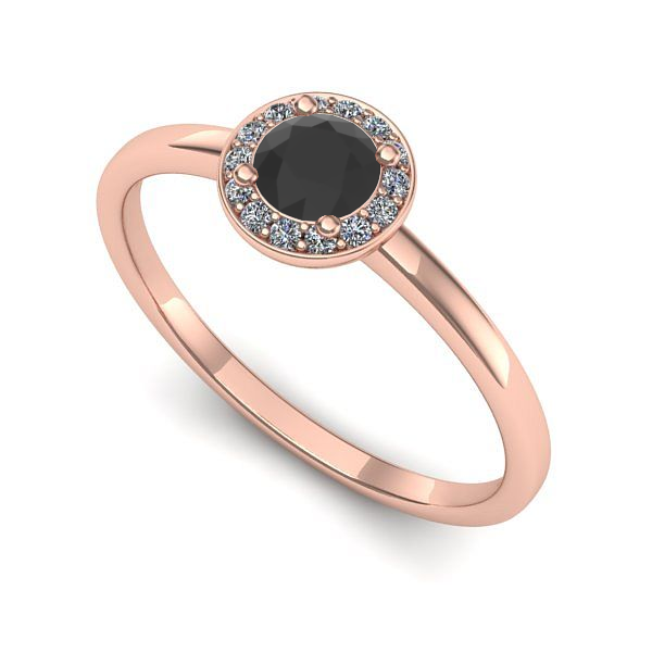 Inel din aur roz cu diamant negru