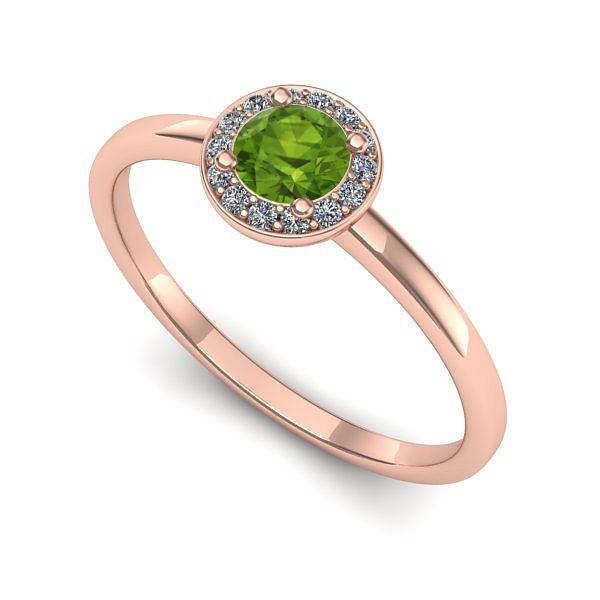 Inel logodna din aur roz cu peridot