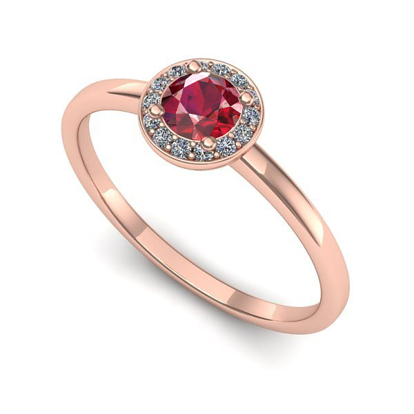 Inel logodna din aur roz cu rubin