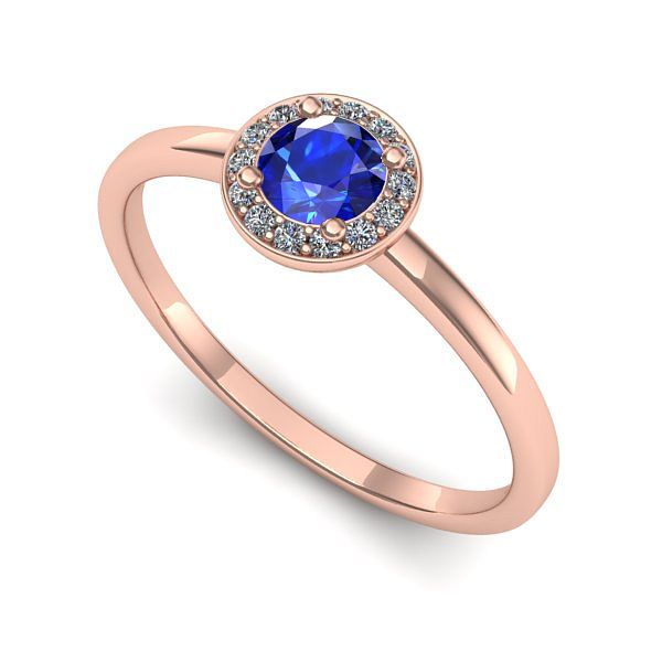 Inel logodna din aur roz cu safir