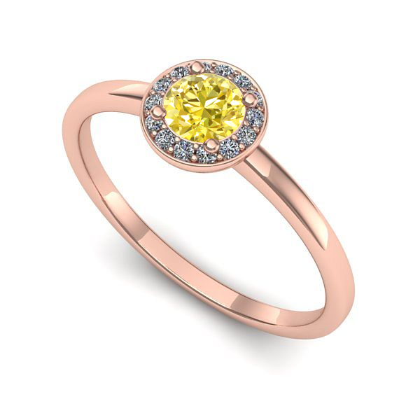 Inel logodna din aur roz cu safir galben