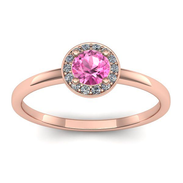 Inel cu safir roz rotund