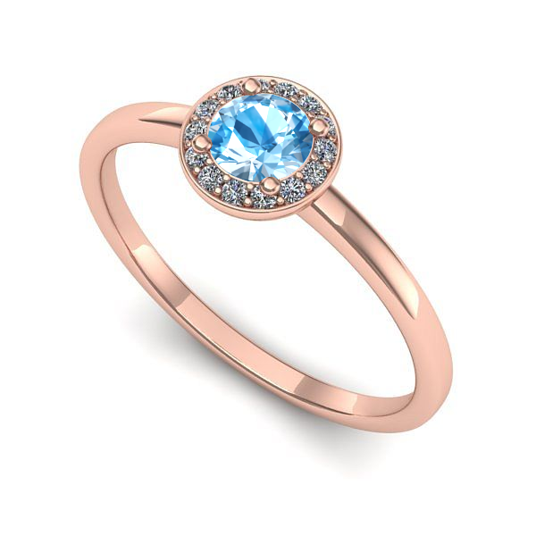 Inel din aur roz cu topaz blue