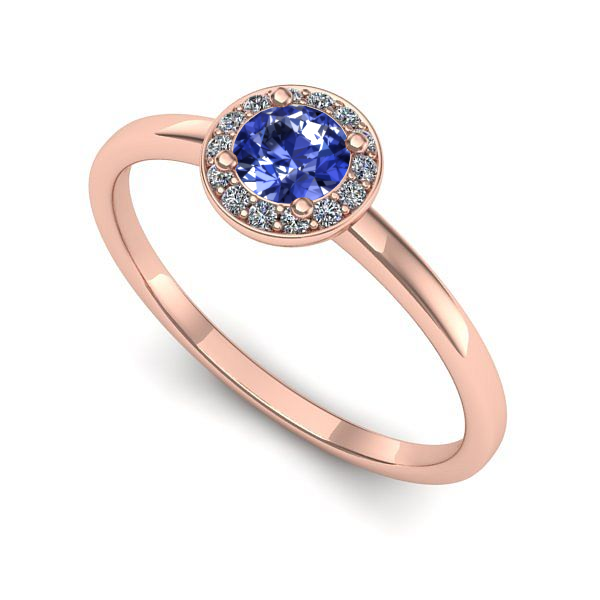 Inel logodna din aur roz cu tanzanit