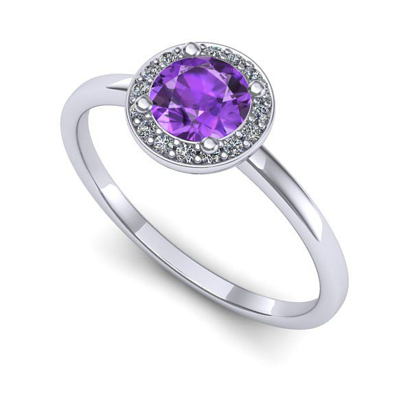 Inel logodna din aur alb cu ametist