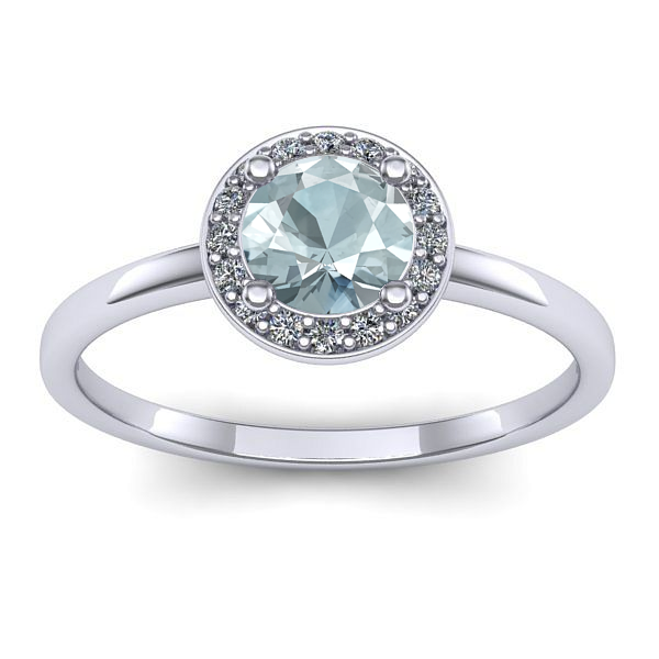 Inel cu aquamarin rotund