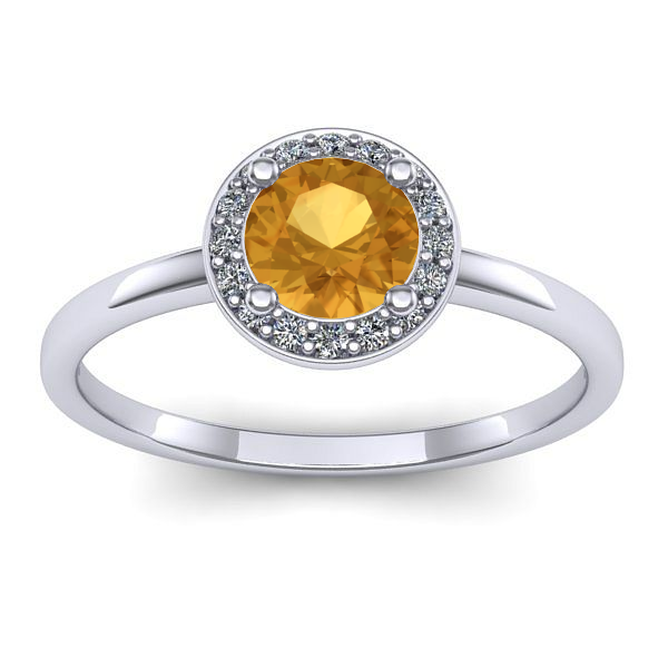 Inel cu citrin rotund