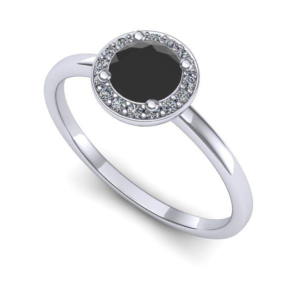 Inel de logodna din aur alb cu diamant negru