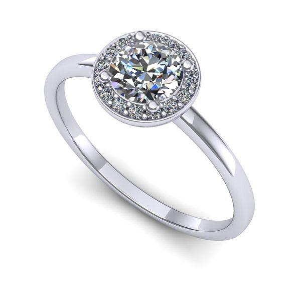 Inel din aur alb cu diamant de laborator