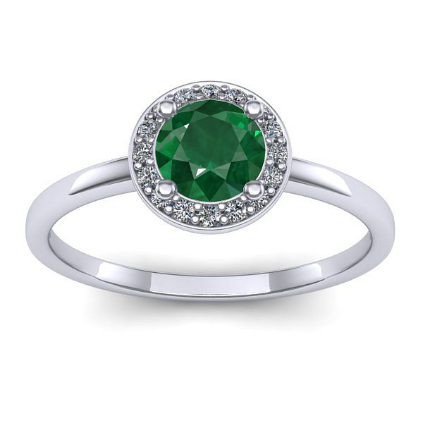 Inel logodna cu smarald rotund
