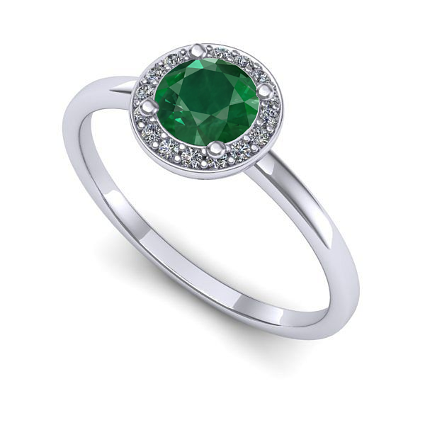 Inel din aur alb cu smarald