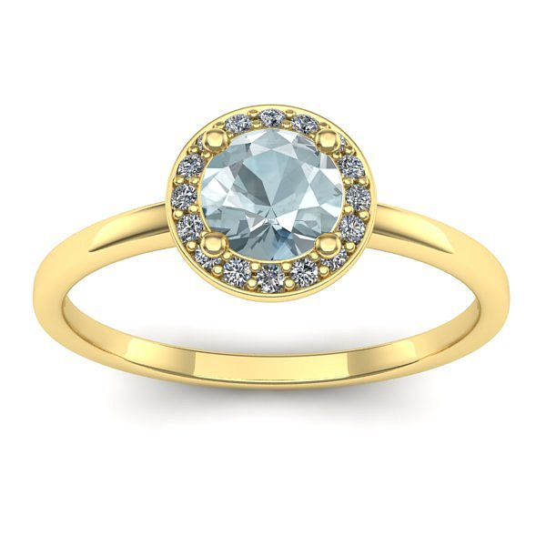 Inel logodna cu aquamarin rotund