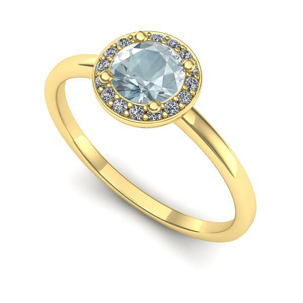 Inel de logodna din aur galben cu aquamarin