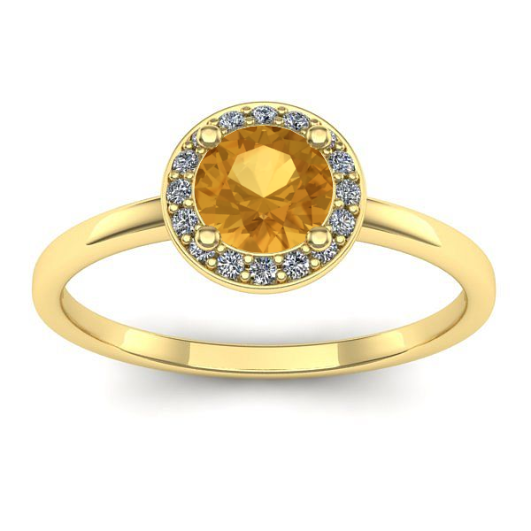 Inel logodna cu citrin rotund