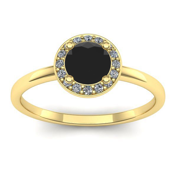 Inel logodna cu diamant negru rotund