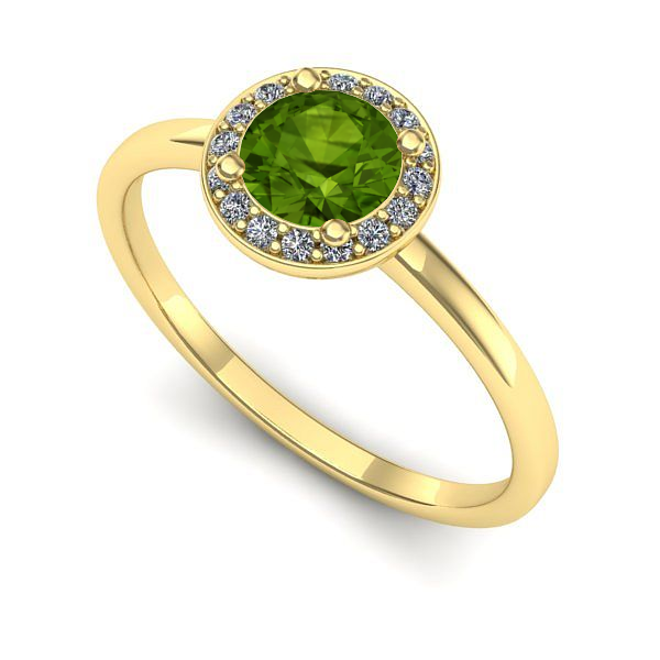 Inel logodna din aur galben cu peridot