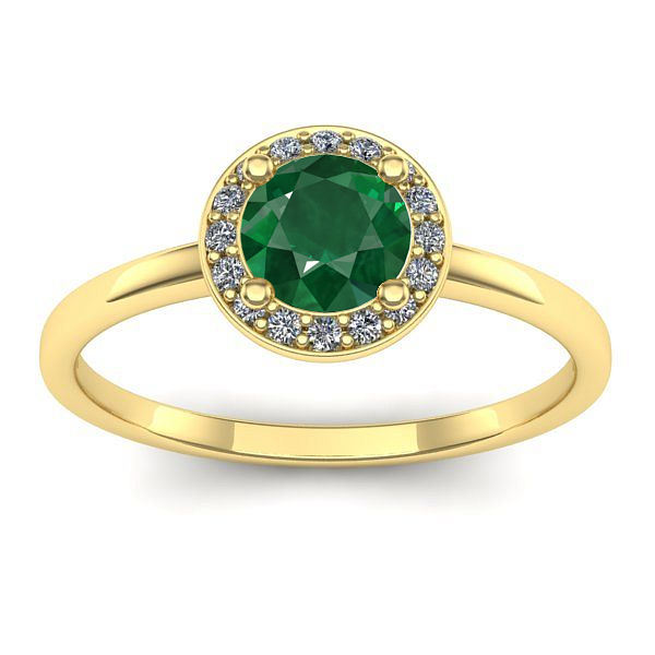 Inel de logodna cu smarald rotund