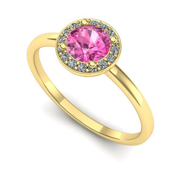 Inel din aur galben cu safir roz