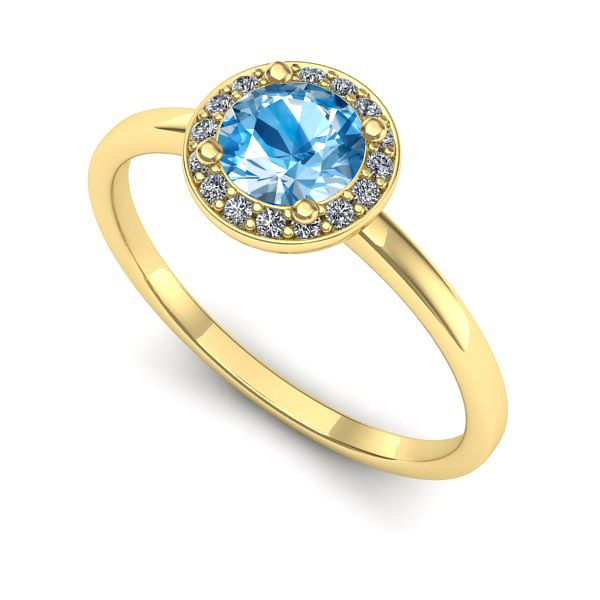 Inel logodna din aur galben cu topaz blue