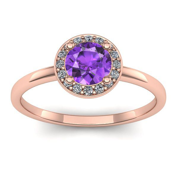Inel logodna cu ametist rotund