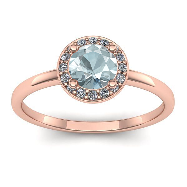 Inel logodna cu aquamarin rotund