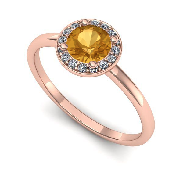 Inel logodna din aur roz cu citrin