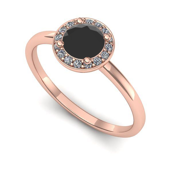 Inel logodna din aur roz cu diamant negru