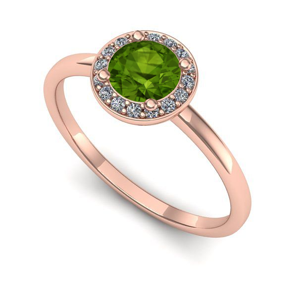 Inel logodna din aur roz cu peridot