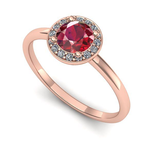 Inel din aur roz cu rubin