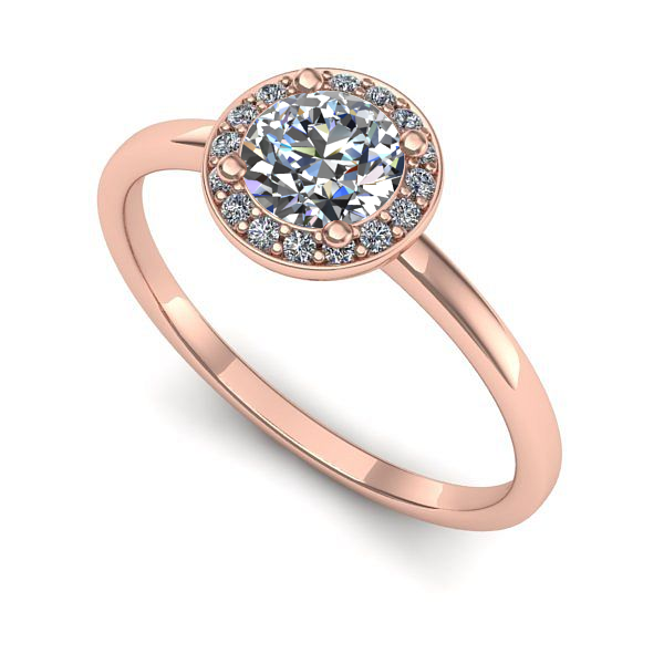 Inel din aur roz cu diamant de laborator