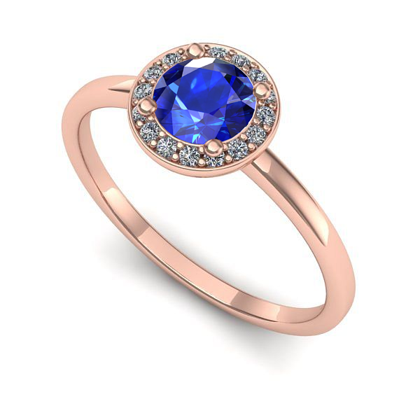 Inel logodna din aur roz cu safir