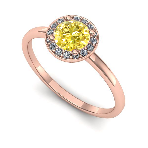 Inel logodna din aur roz cu safir galben