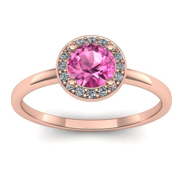 Inel cu safir roz rotund