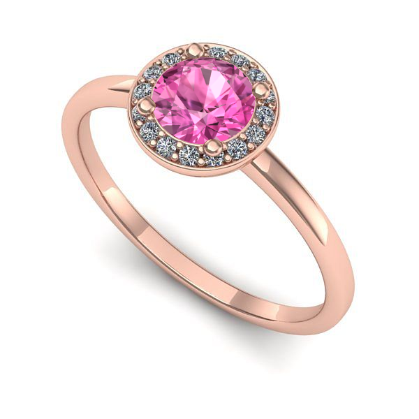 Inel logodna din aur roz cu safir roz