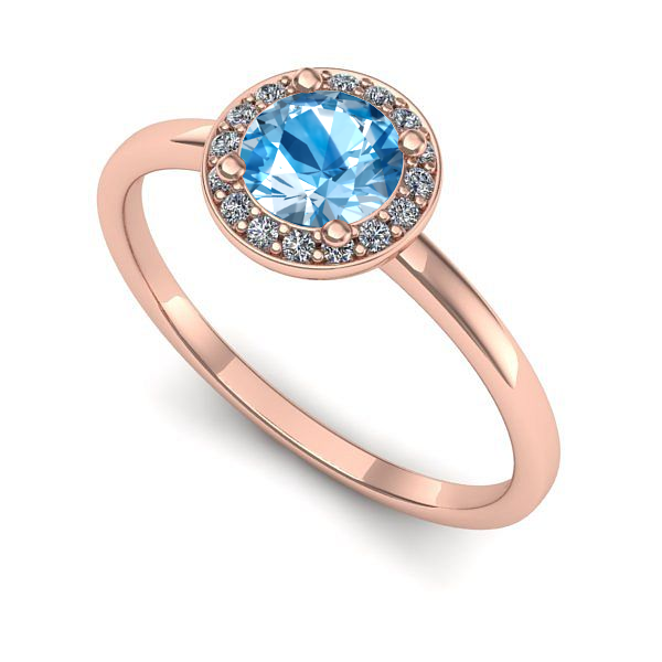 Inel din aur roz cu topaz blue